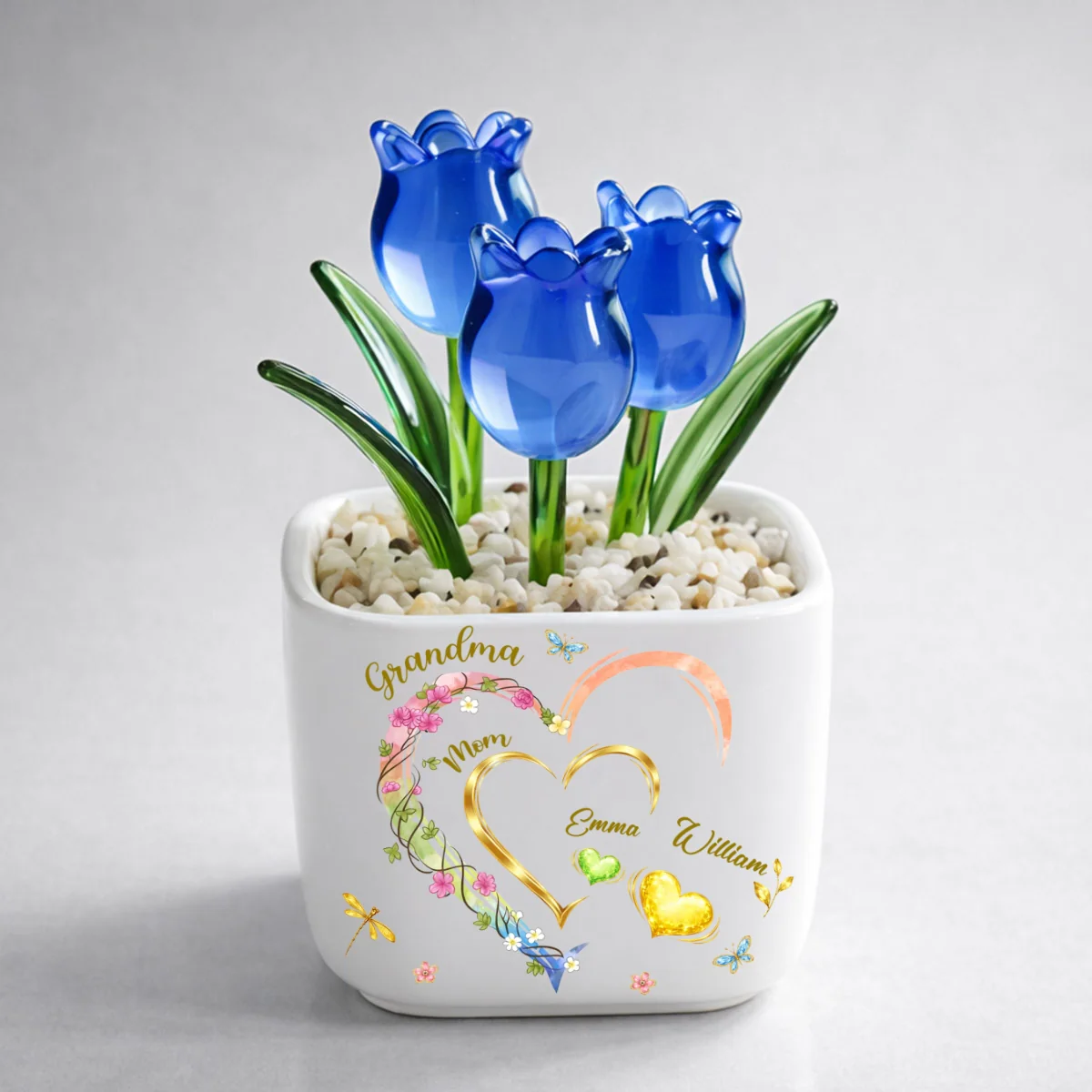 Grandma Heart Keepsake - Personalized Custom Glass Everlasting Tulips - Image 9