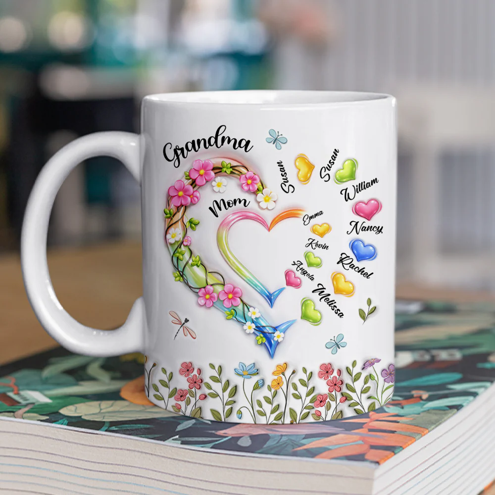 Grandma Heart - Personalized Custom 3D Inflated Effect Coffee Mug - Image 2