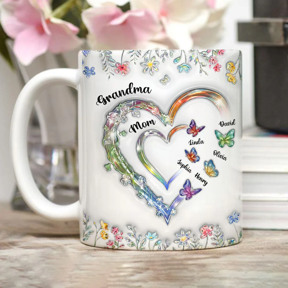 Grandma Heart - Personalized Custom 3D Inflated Effect Mug - Image 2
