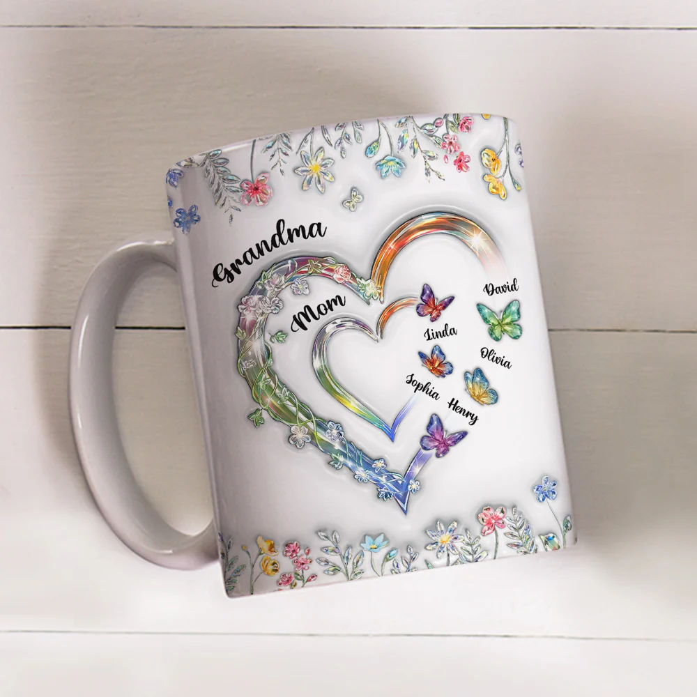 Grandma Heart - Personalized Custom 3D Inflated Effect Mug - Image 3