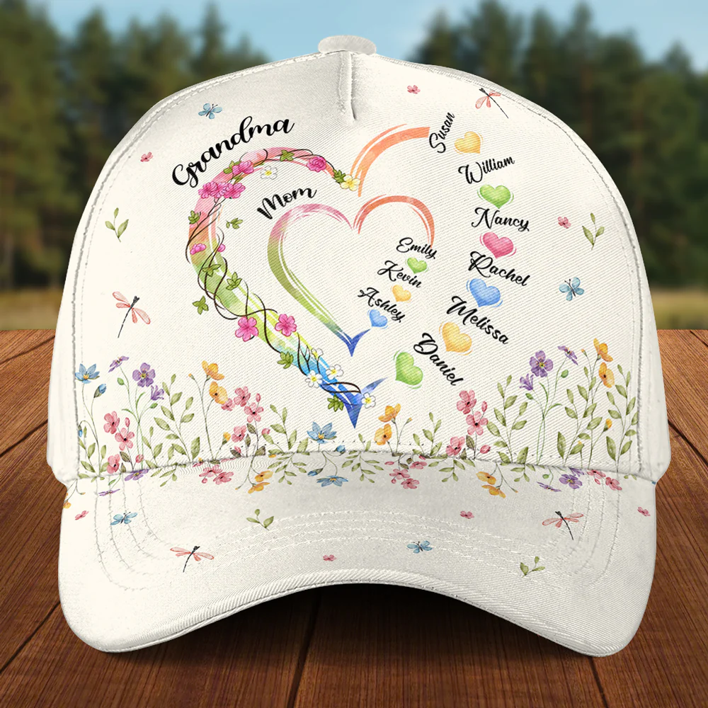 Grandma Heart - Personalized Custom Classic Cap