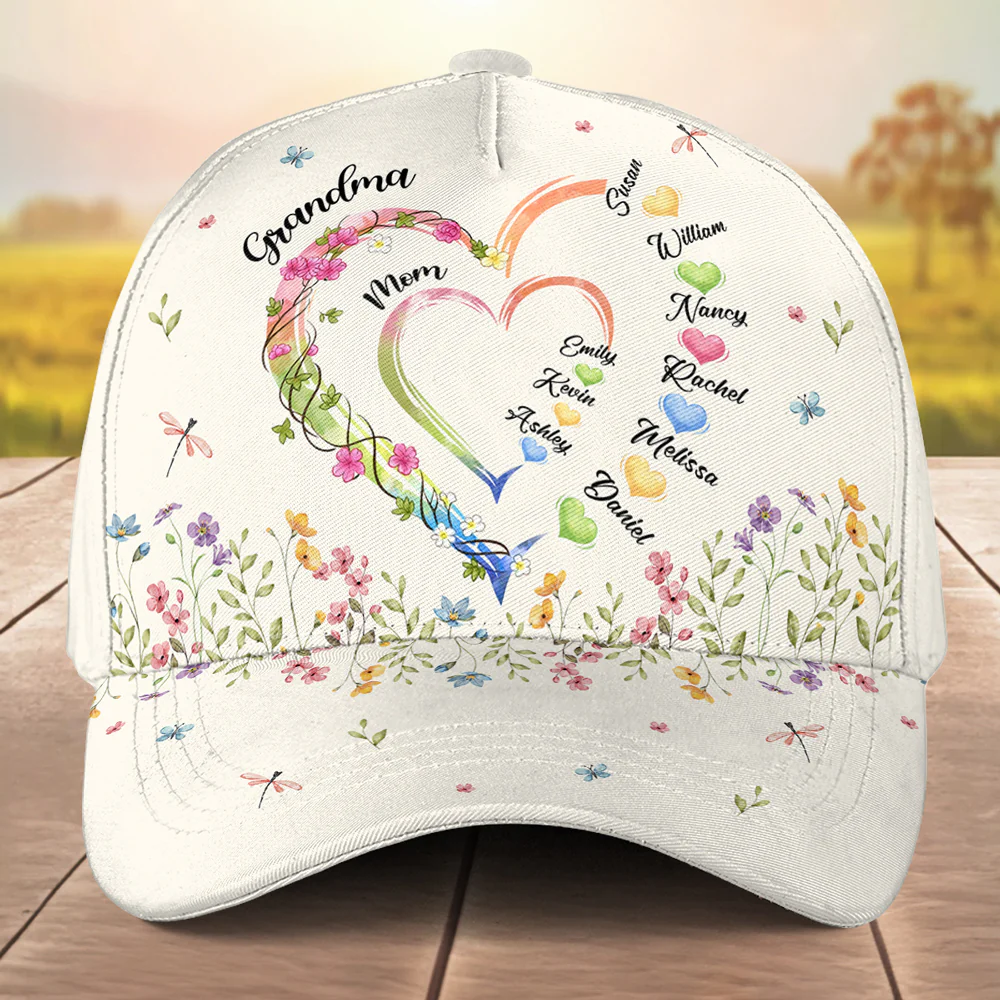 Grandma Heart - Personalized Custom Classic Cap - Image 2