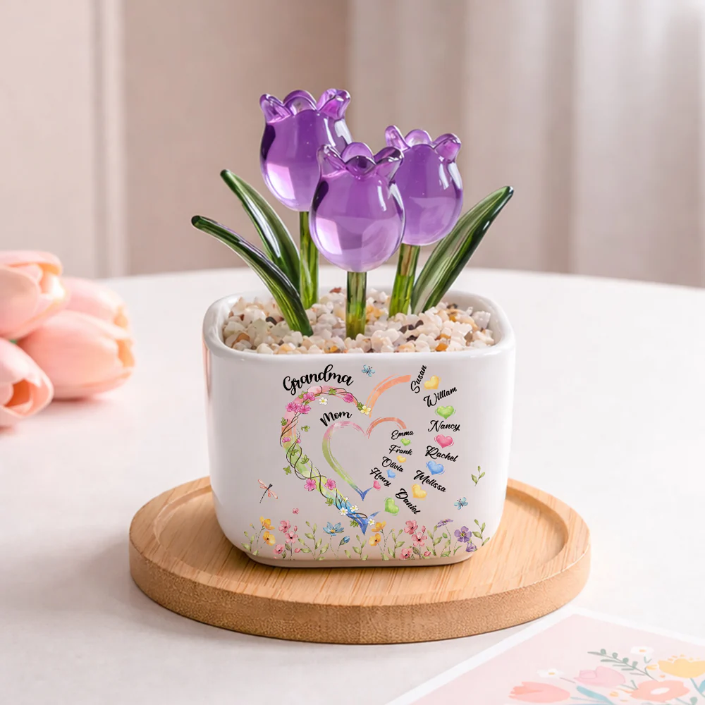Grandma Heart - Personalized Custom Glass Everlasting Tulips