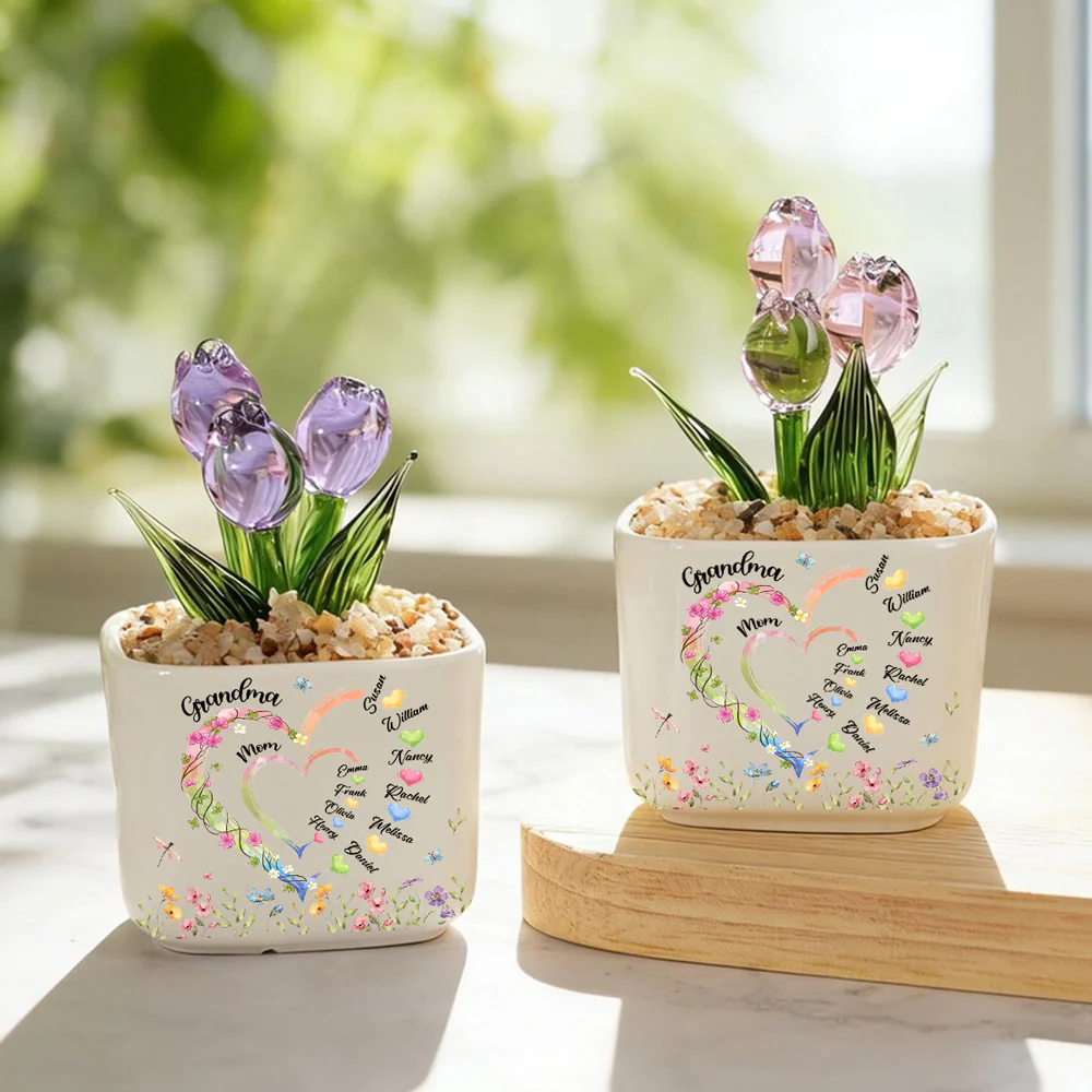 Grandma Heart - Personalized Custom Glass Everlasting Tulips - Image 4