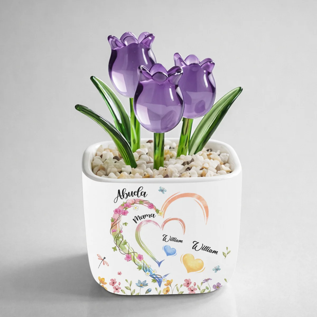 Grandma Heart - Personalized Custom Glass Everlasting Tulips - Image 9