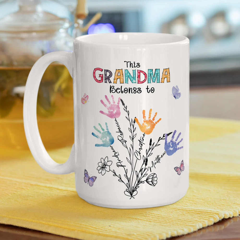Grandma Holds Memories We Treasure - Personalized Custom Coffee Mug - Image 5