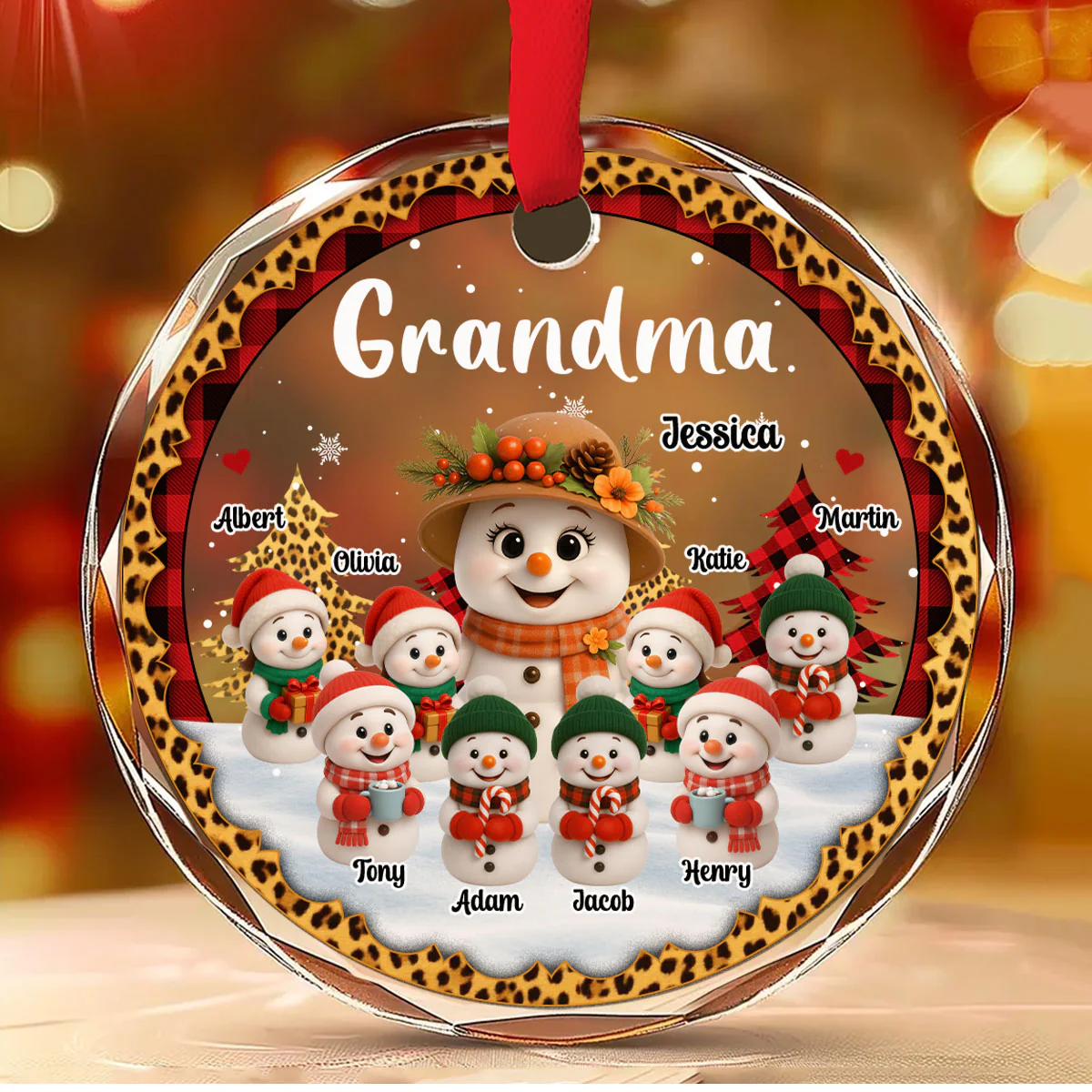 Grandma Hug Kid - Personalized Custom Glass Ornament - Image 4