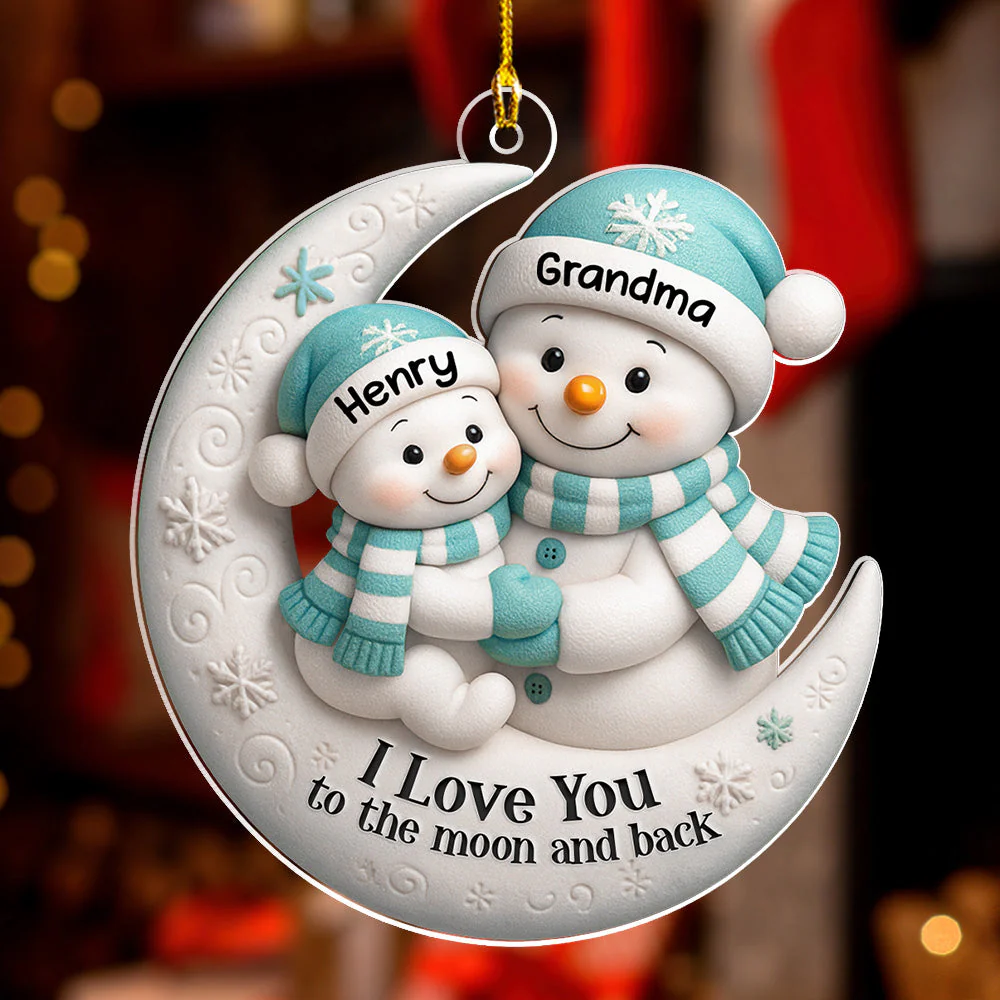 Grandma Hug On The Moon - Personalized Custom Acrylic Ornament - Image 2