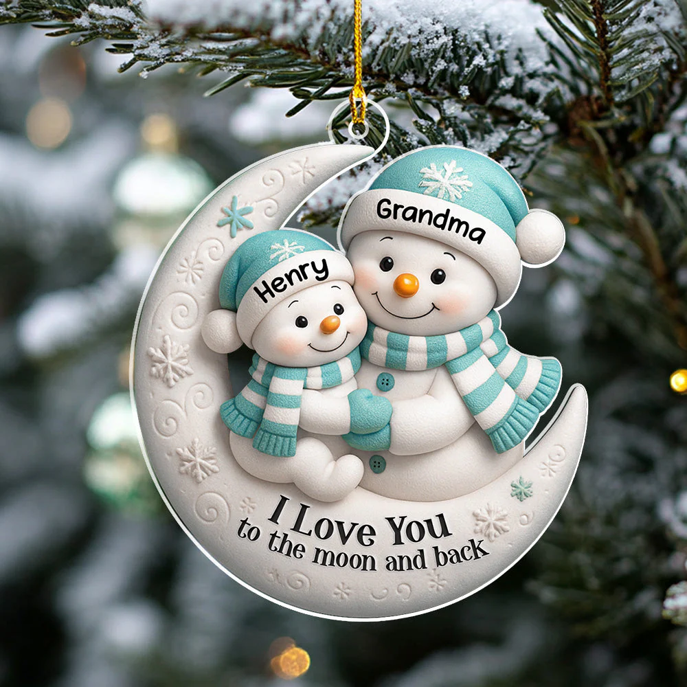 Grandma Hug On The Moon - Personalized Custom Acrylic Ornament - Image 3