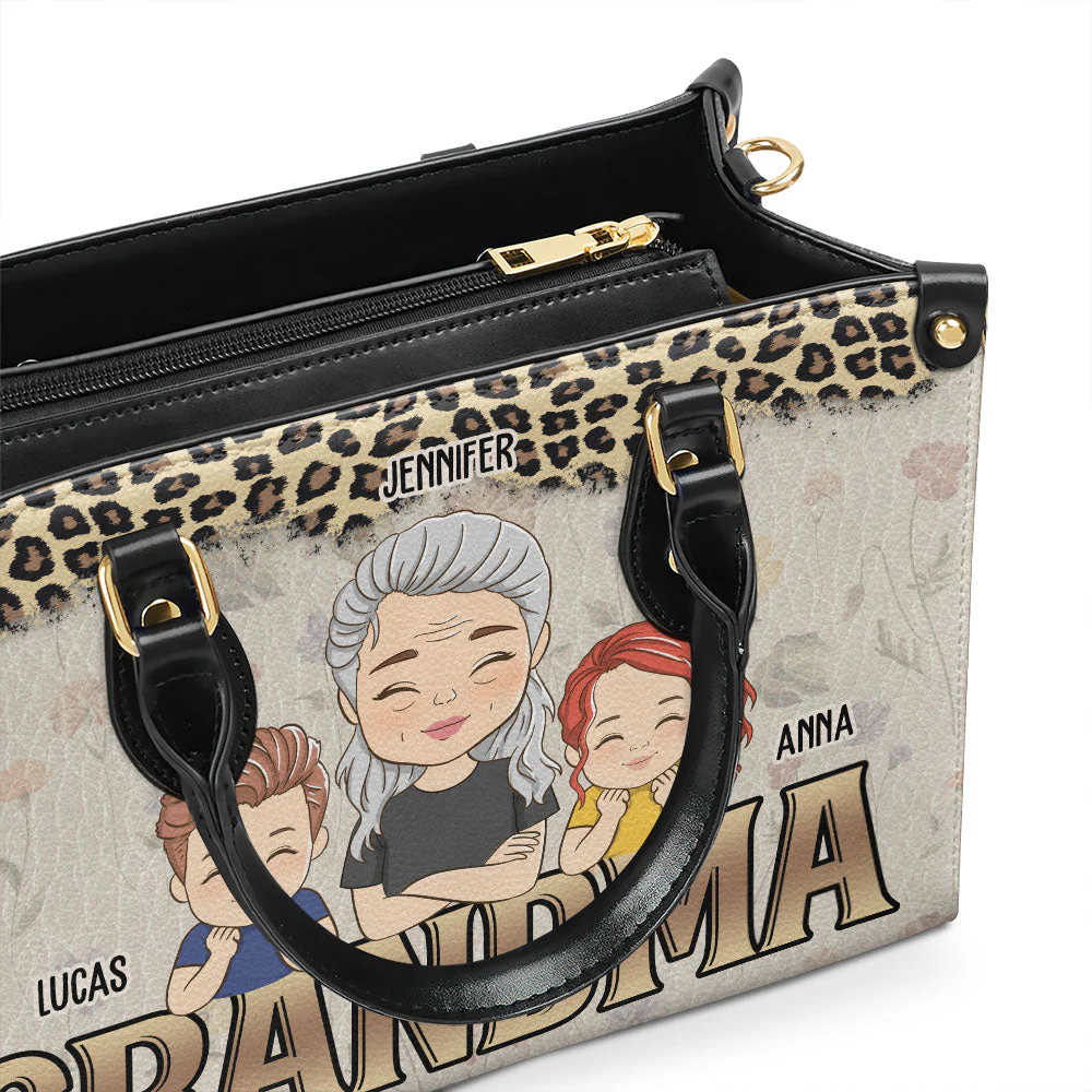 Grandma Kids Together - Personalized Custom Leather Bag - Image 2