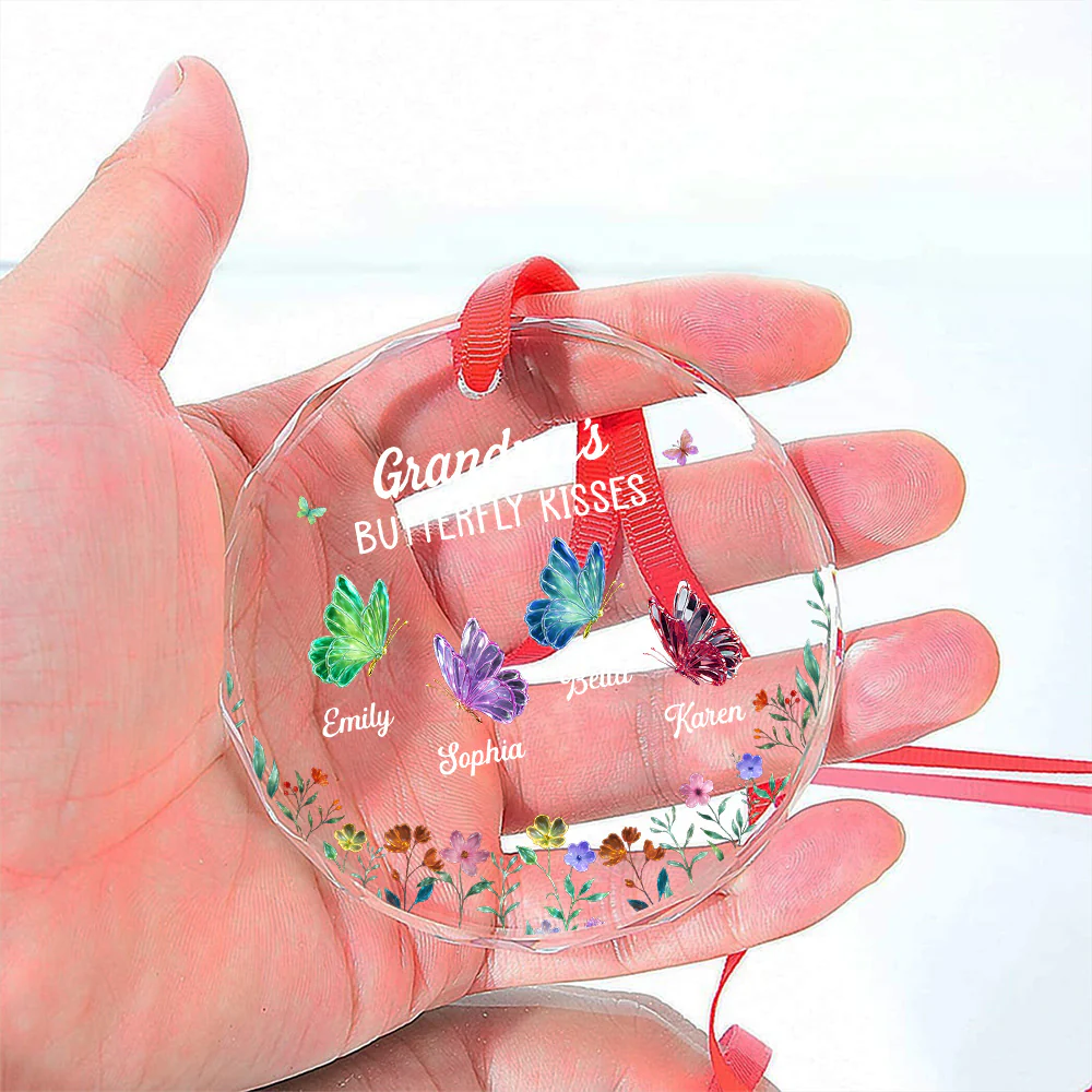 Grandma Kisses 2 - Personalized Custom Glass Ornament - Image 5