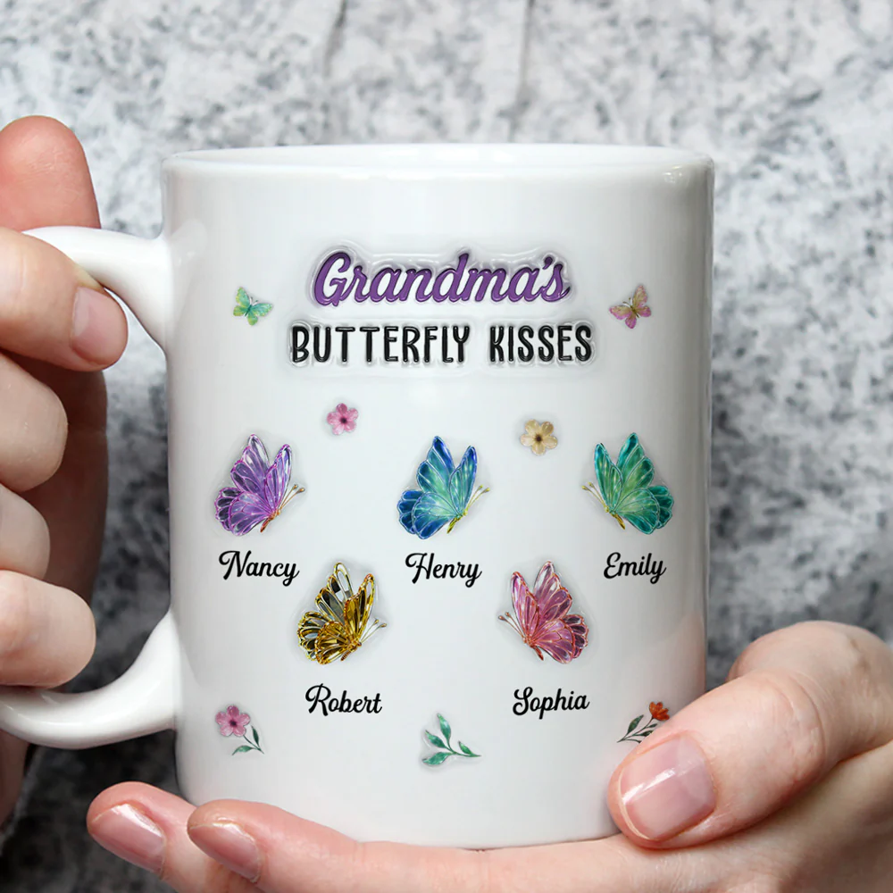 Grandma Kisses - Personalized Custom 3D Inflated Effect Mug - Image 2