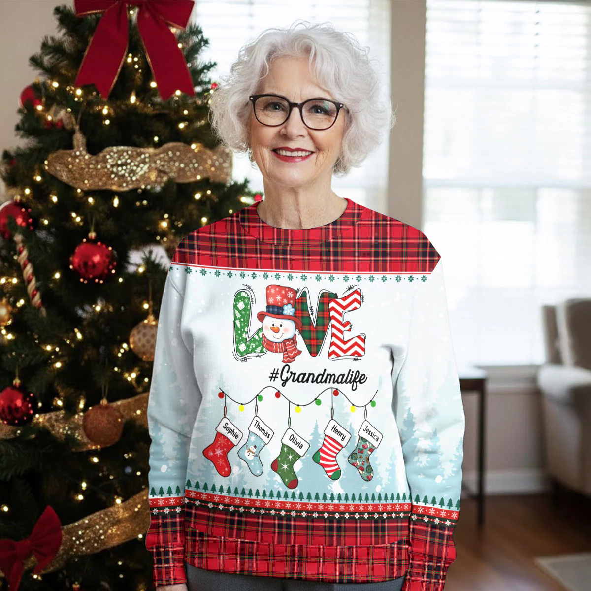 Grandma Life - Personalized Custom All-Over-Print Sweatshirt - Image 3