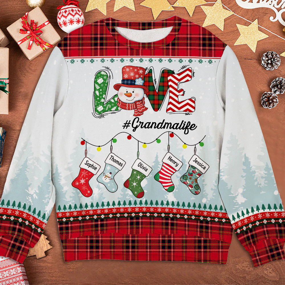 Grandma Life - Personalized Custom All-Over-Print Sweatshirt - Image 4