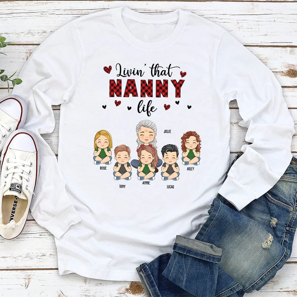Grandma Life - Personalized Custom Long Sleeve T-shirt - Image 2