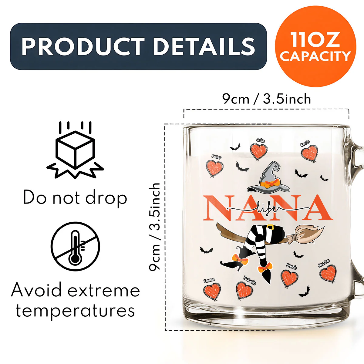 Grandma Life Witch - Personalized Custom Glass Mug - Image 4