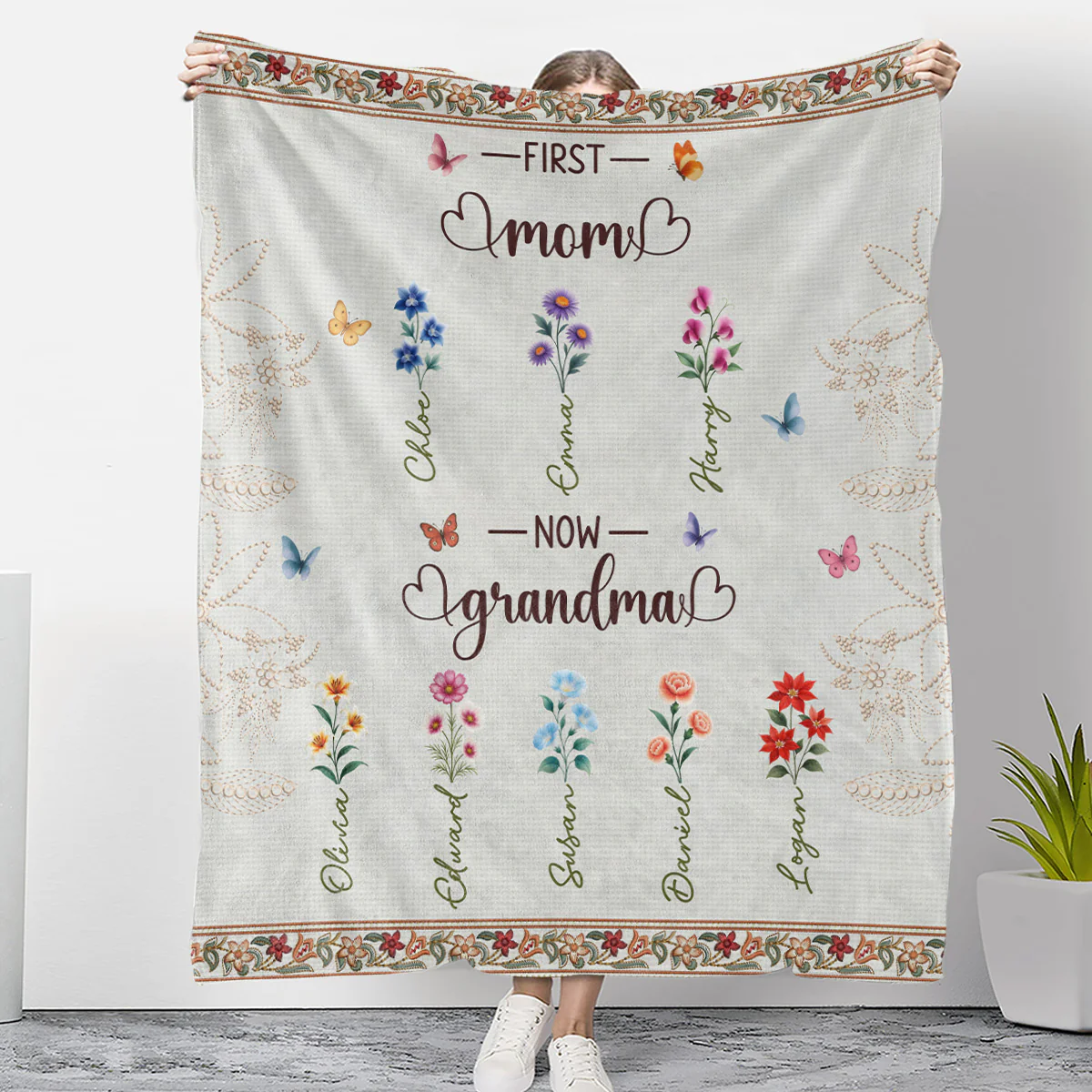 Grandma Little Blessing - Personalized Custom Fleece Blanket