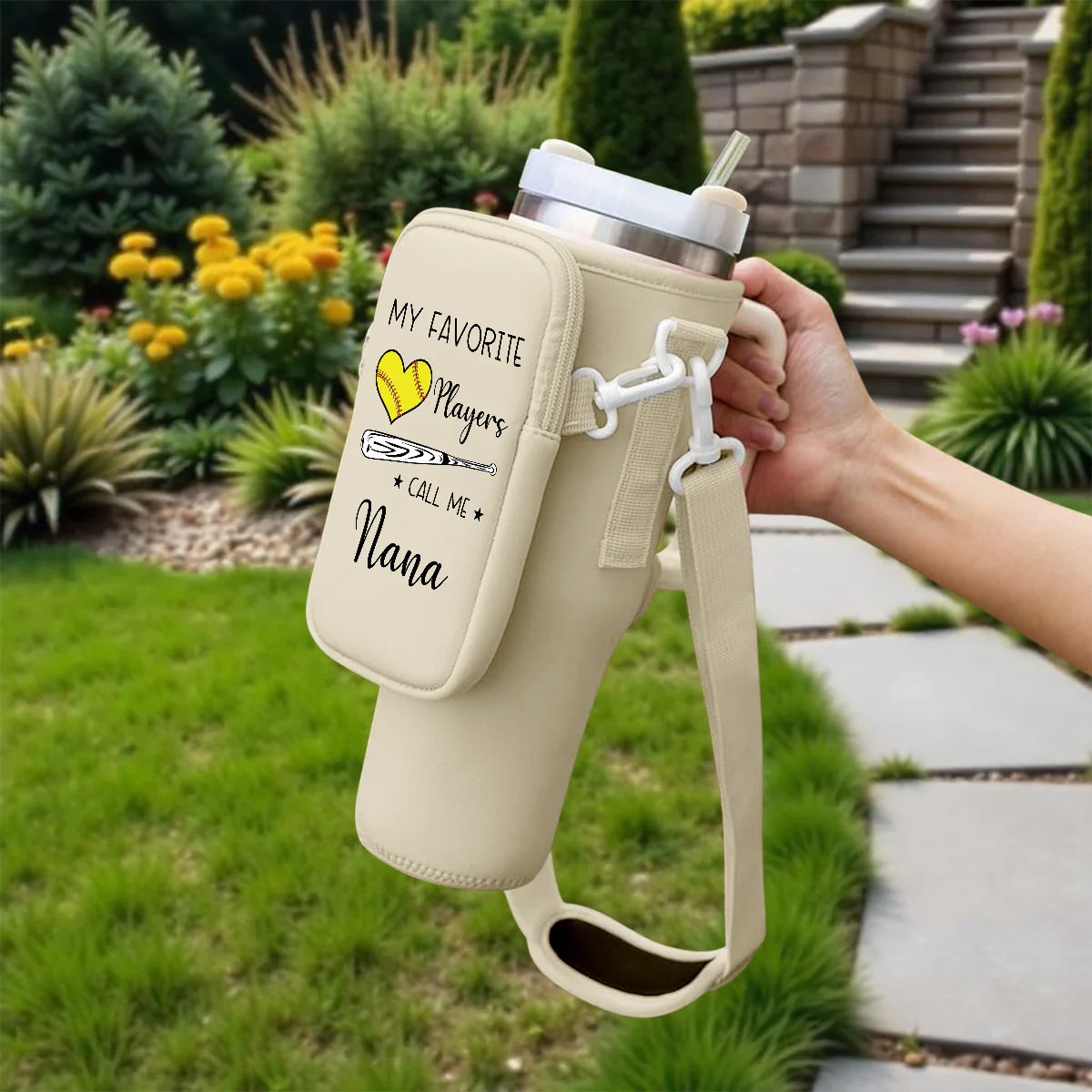 Grandma Little Champion - Personalized Custom Water Bottle Carrier Bag - Image 2