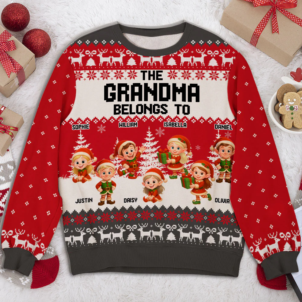 Grandma Little Elves - Personalized Custom All-Over-Print Sweatshirt - Image 4