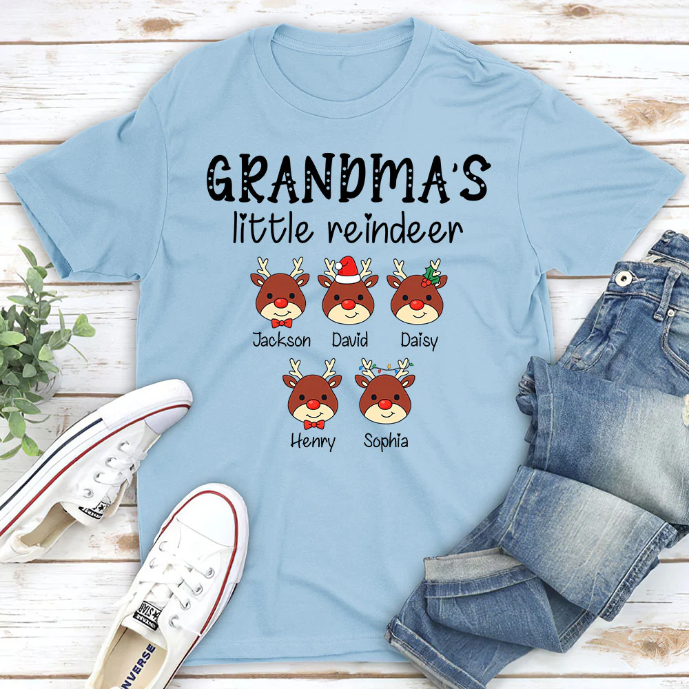 Grandma Little Reindeer Spread Christmas Joy - Personalized Custom Shirt - Image 2