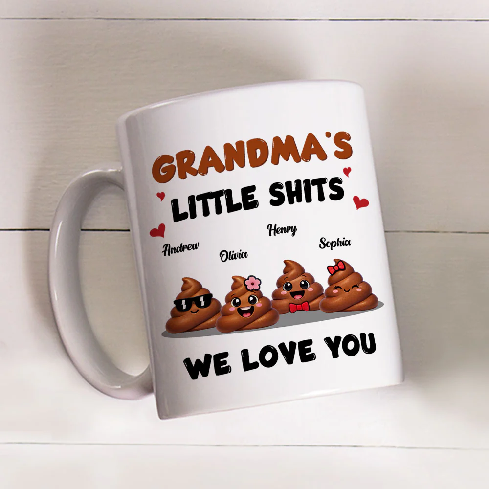 Grandma Little Shits - Personalized Custom Coffee Mug - Image 3