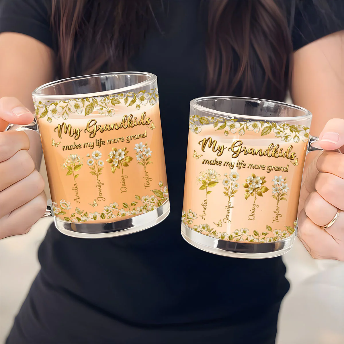 Grandma Love Birth Month Flower - Personalized Custom Glass Mug - Image 5
