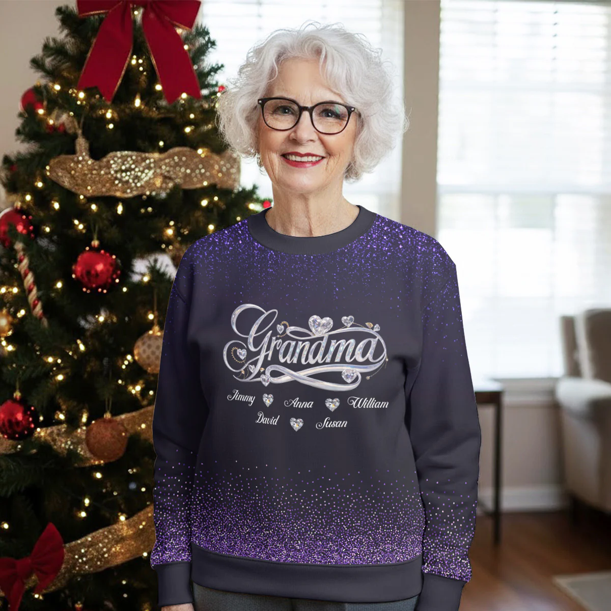 Grandma Love Forever - Personalized Custom All-Over-Print Sweatshirt - Image 3