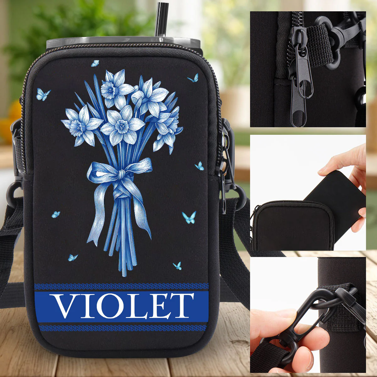 Grandma Love Grow Here - Personalized Custom Water Bottle Carrier Bag - Image 6