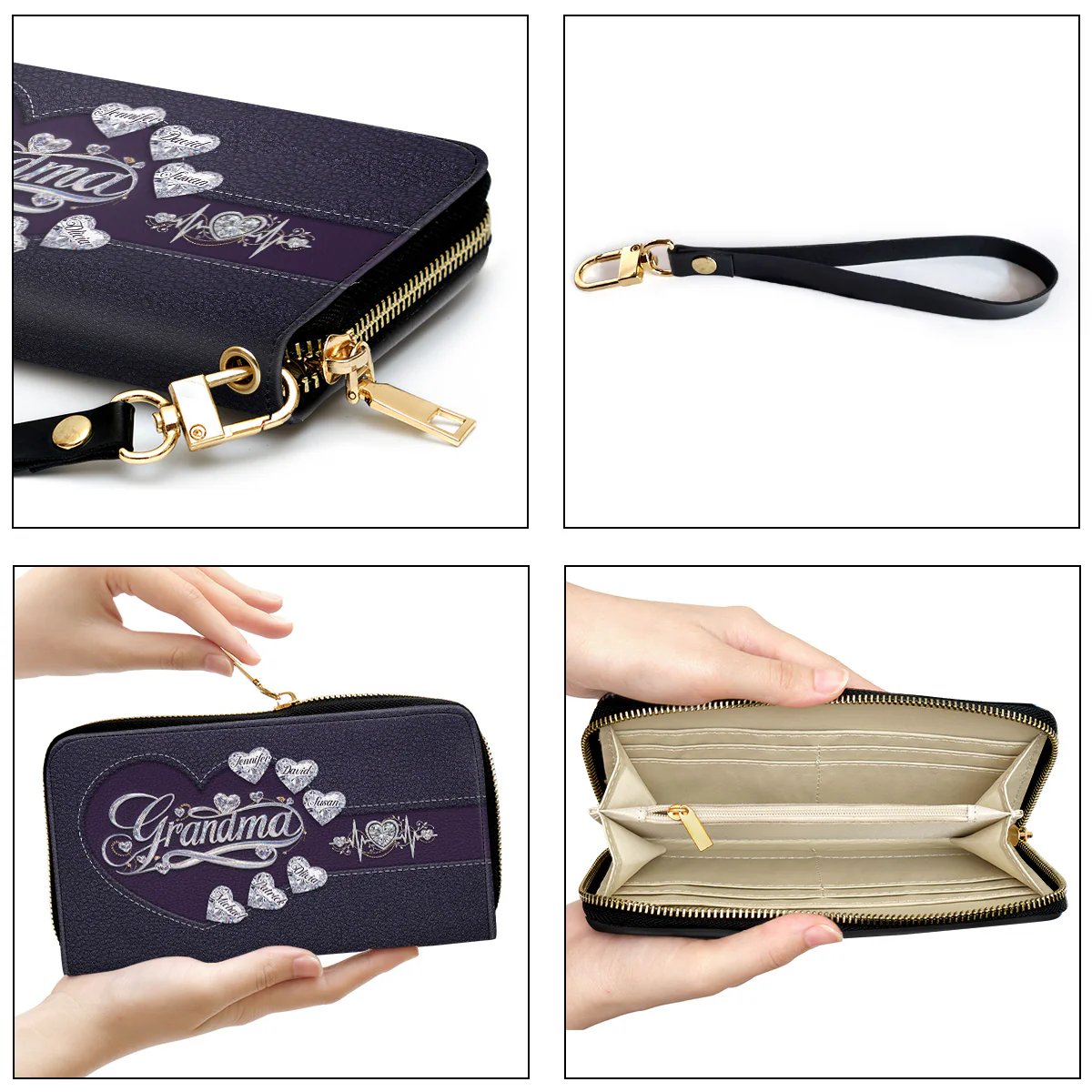 Grandma Love Her Grandkids - Personalized Custom Leather Wallet - Image 3