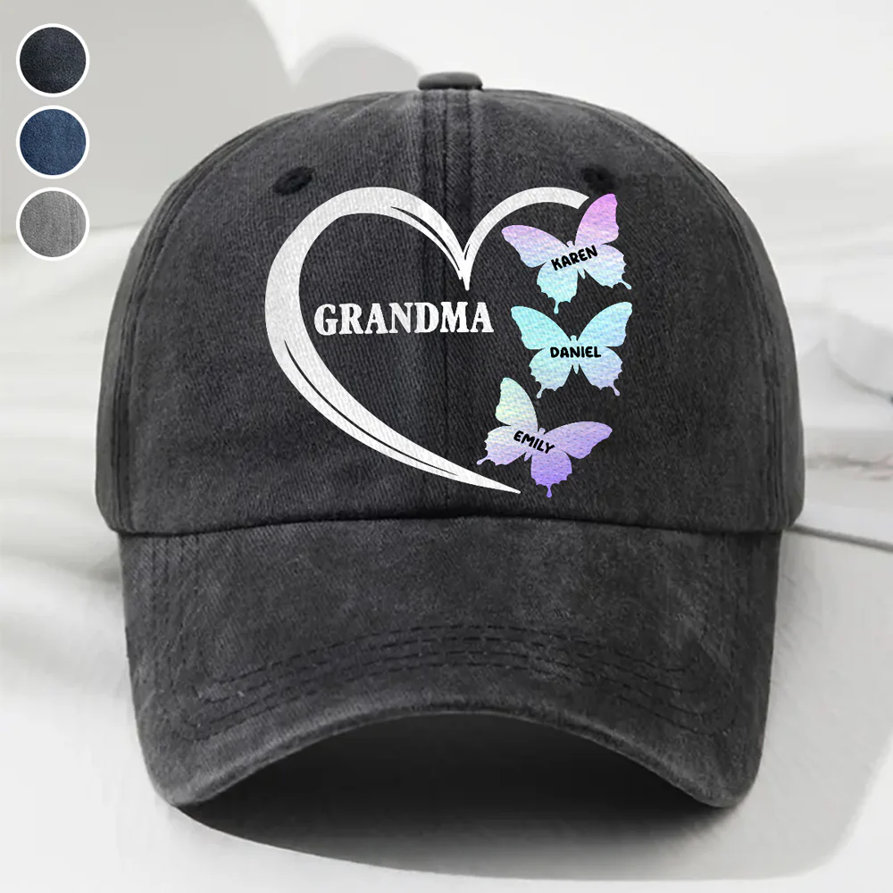 Grandma Love - Personalized Custom Vintage Washed Denim Cap
