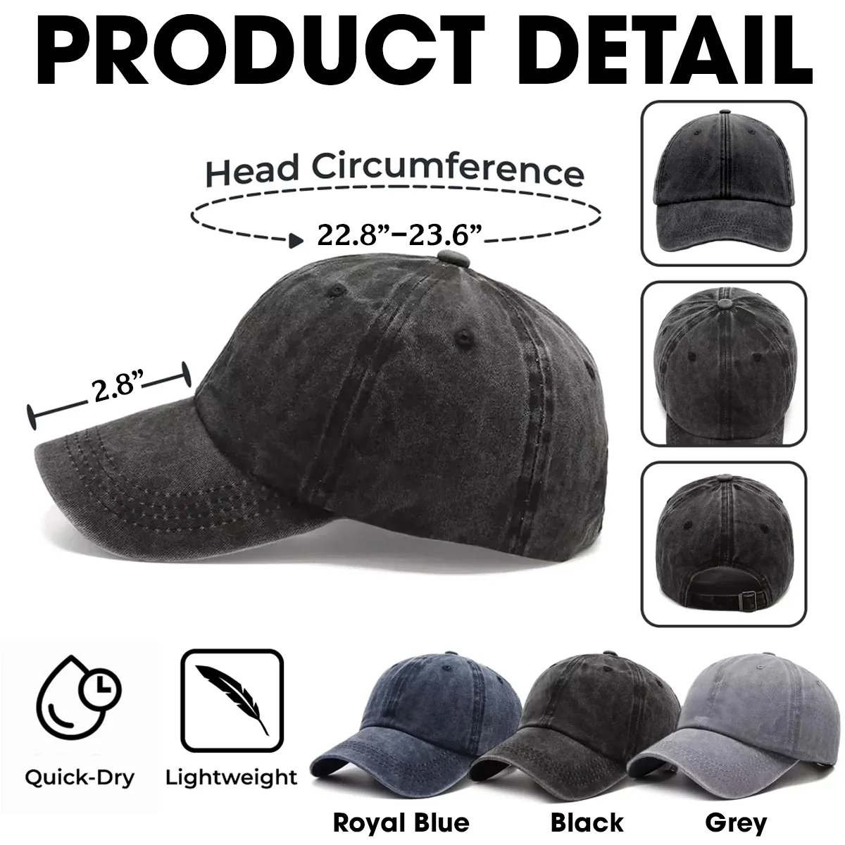Grandma Love - Personalized Custom Vintage Washed Denim Cap - Image 6