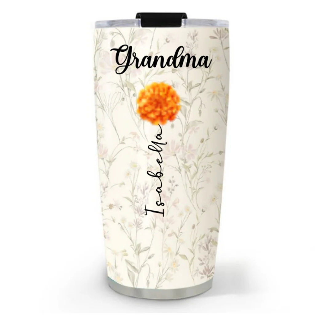 Grandma Lovely Flowers - Personalized Custom Tumbler - Image 7