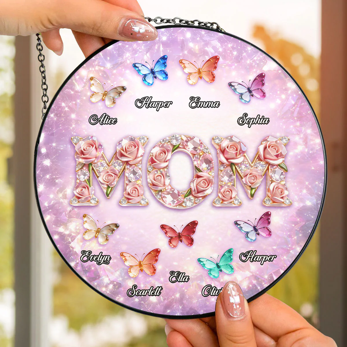 Grandma Loves Grandkids - Personalized Custom Window Hanging Suncatcher - Image 4