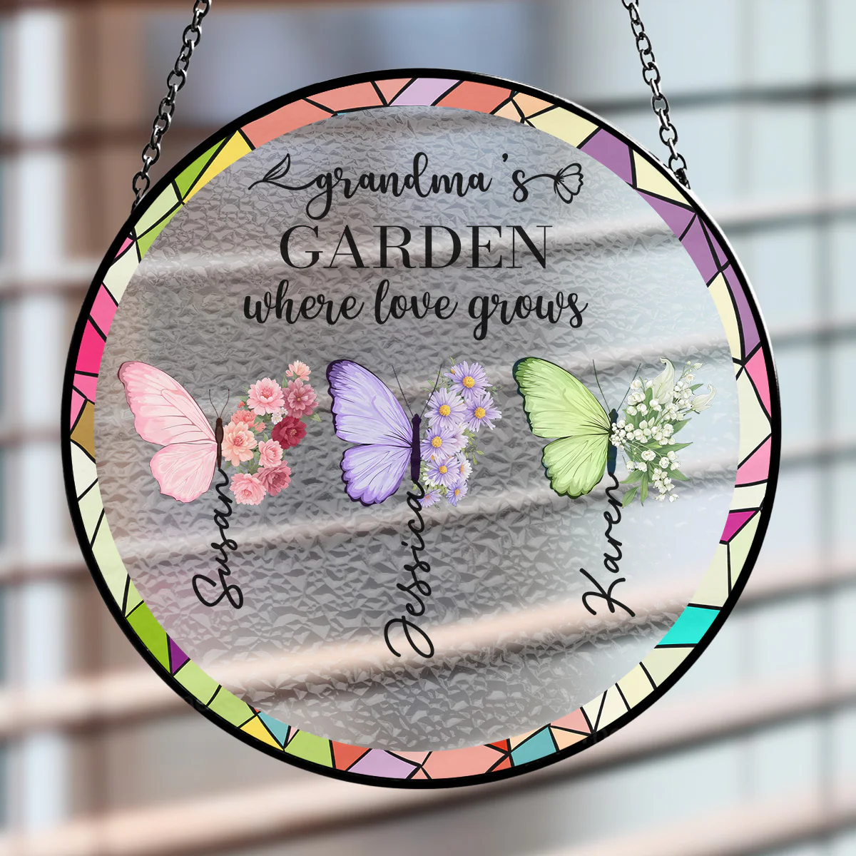 Grandma Makes Everything More Beautiful - Personalized Custom Window Hanging Suncatcher - Image 3