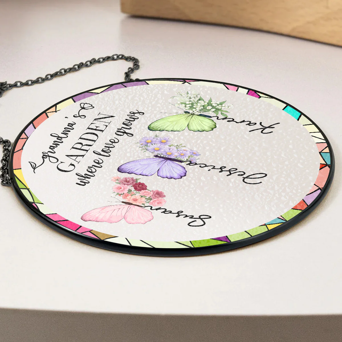 Grandma Makes Everything More Beautiful - Personalized Custom Window Hanging Suncatcher - Image 5