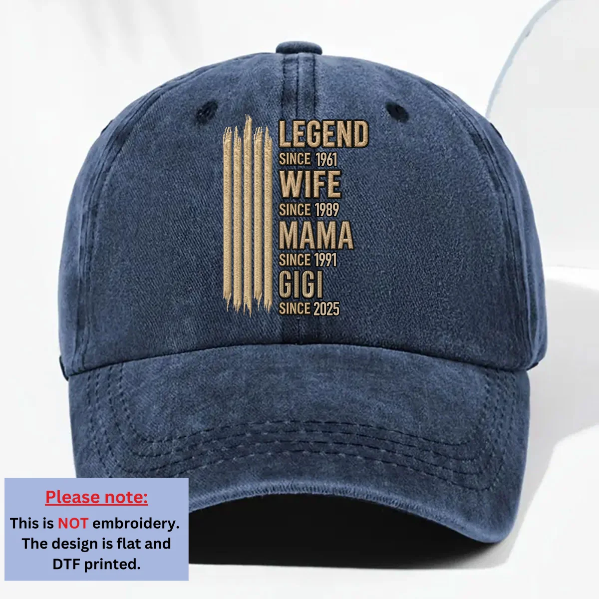 Grandma Mode On - Personalized Custom Vintage Washed Denim Cap - Image 10