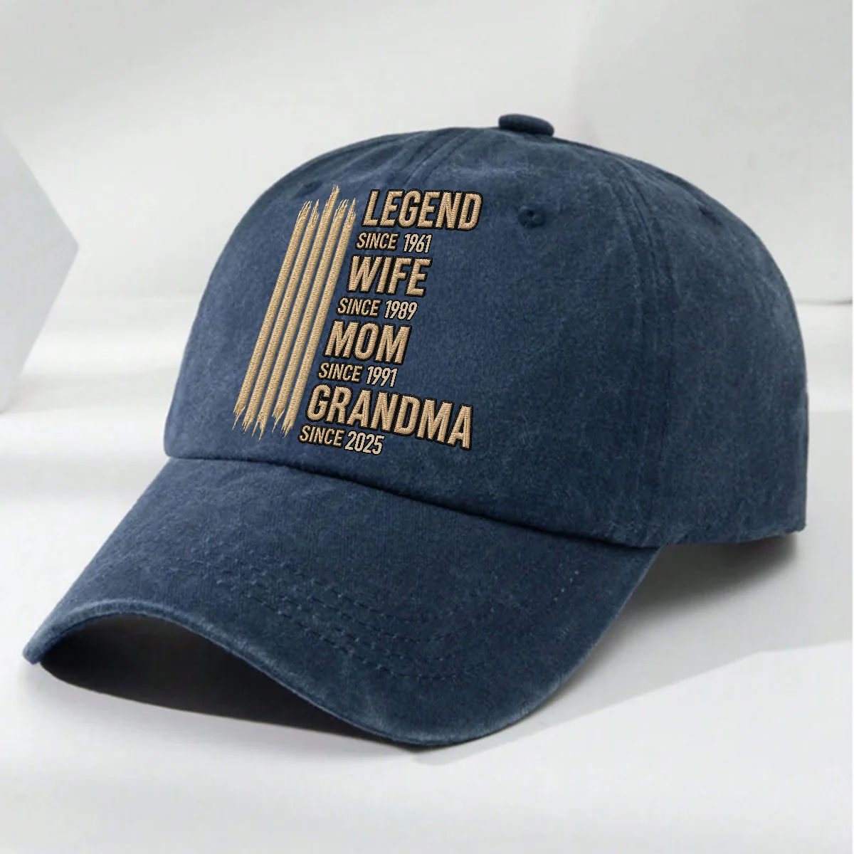 Grandma Mode On - Personalized Custom Vintage Washed Denim Cap - Image 2
