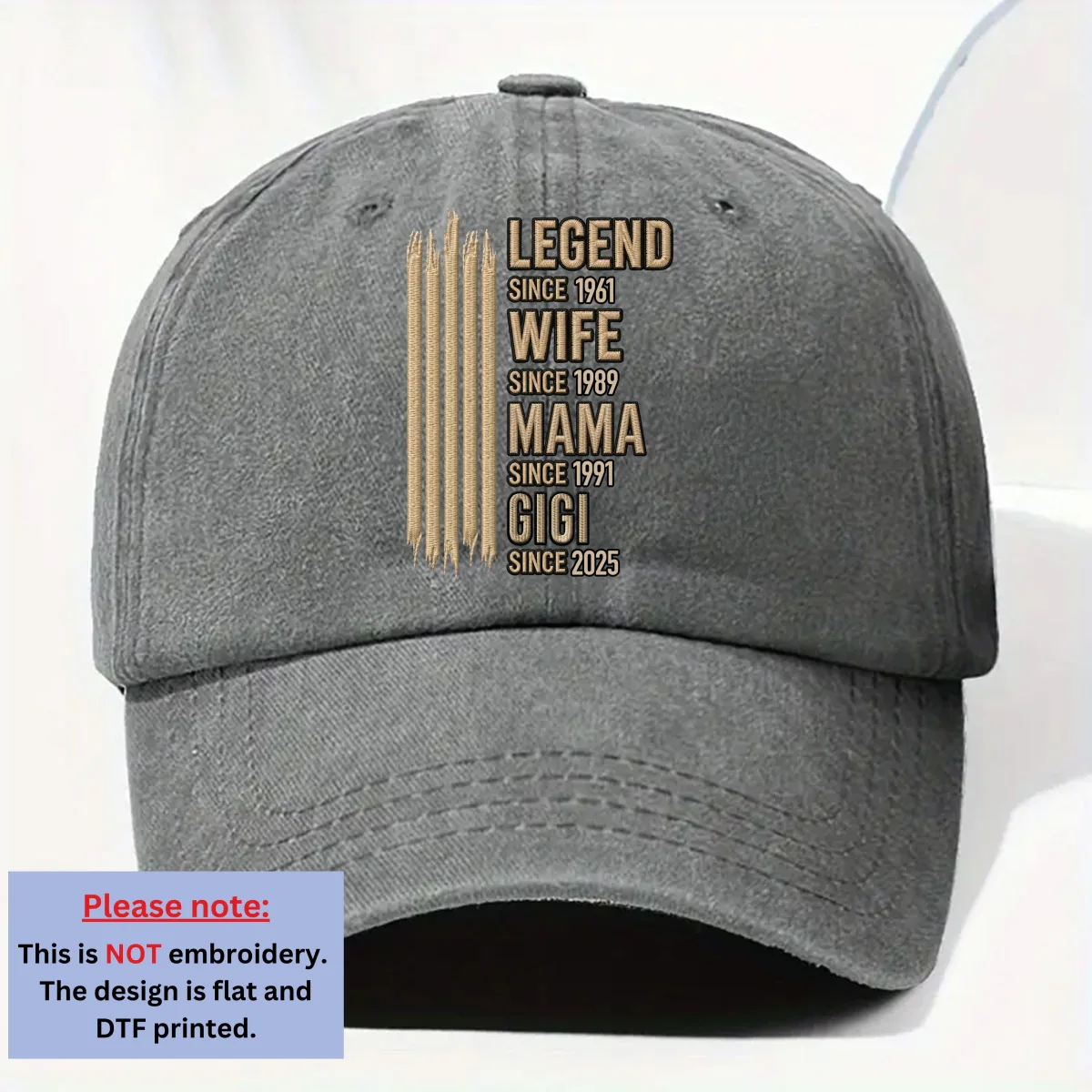 Grandma Mode On - Personalized Custom Vintage Washed Denim Cap - Image 9