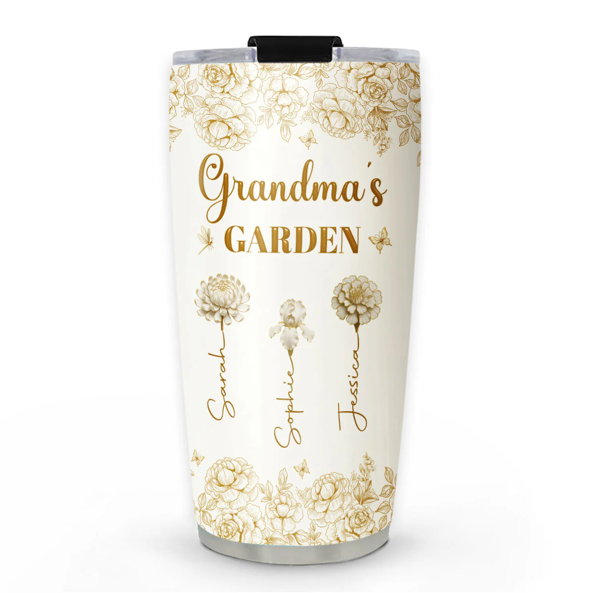 Grandma Mom Garden Of Flowers - Personalized Custom Tumbler