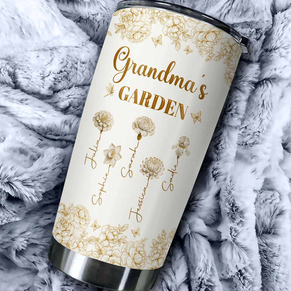 Grandma Mom Garden Of Flowers - Personalized Custom Tumbler - Image 2