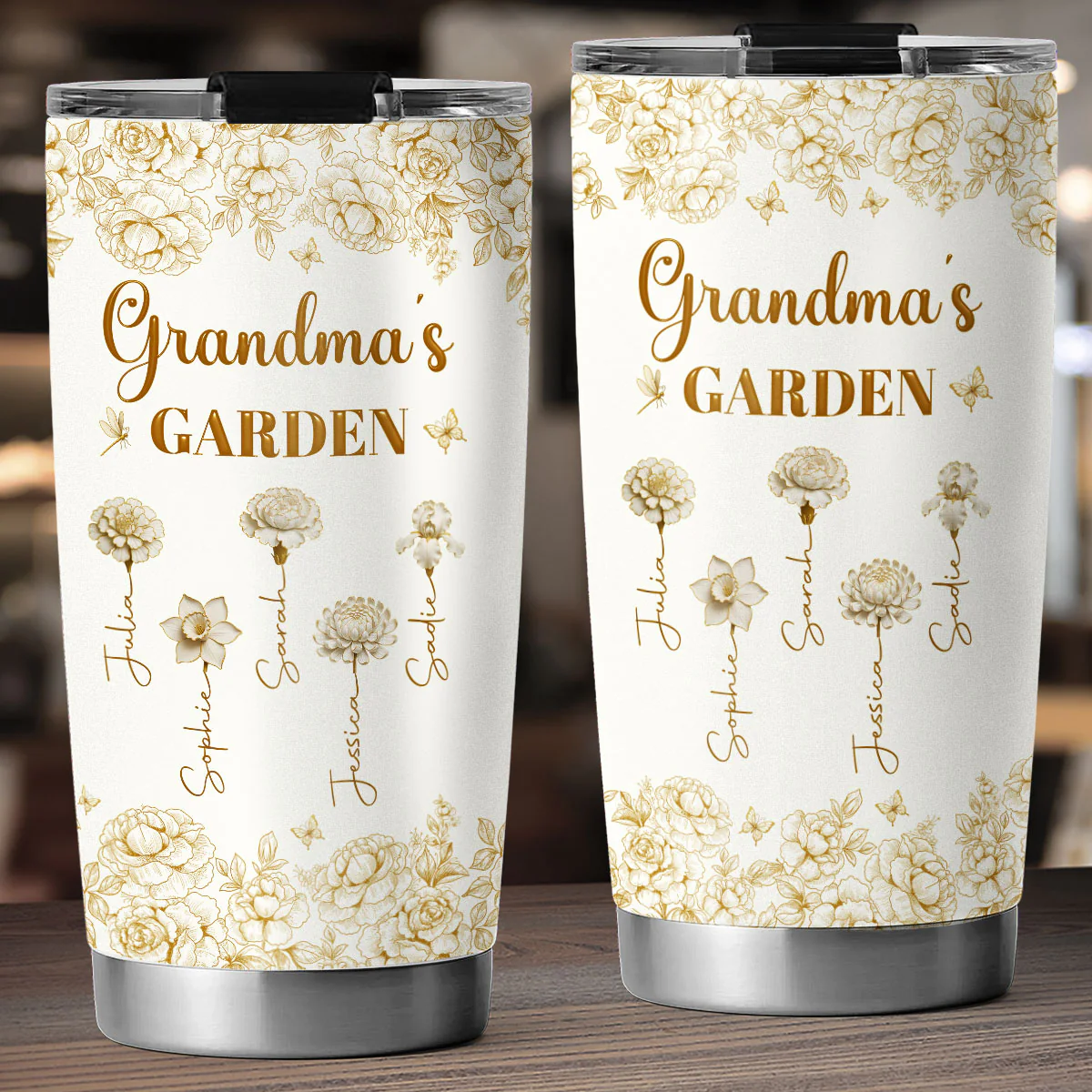 Grandma Mom Garden Of Flowers - Personalized Custom Tumbler - Image 3
