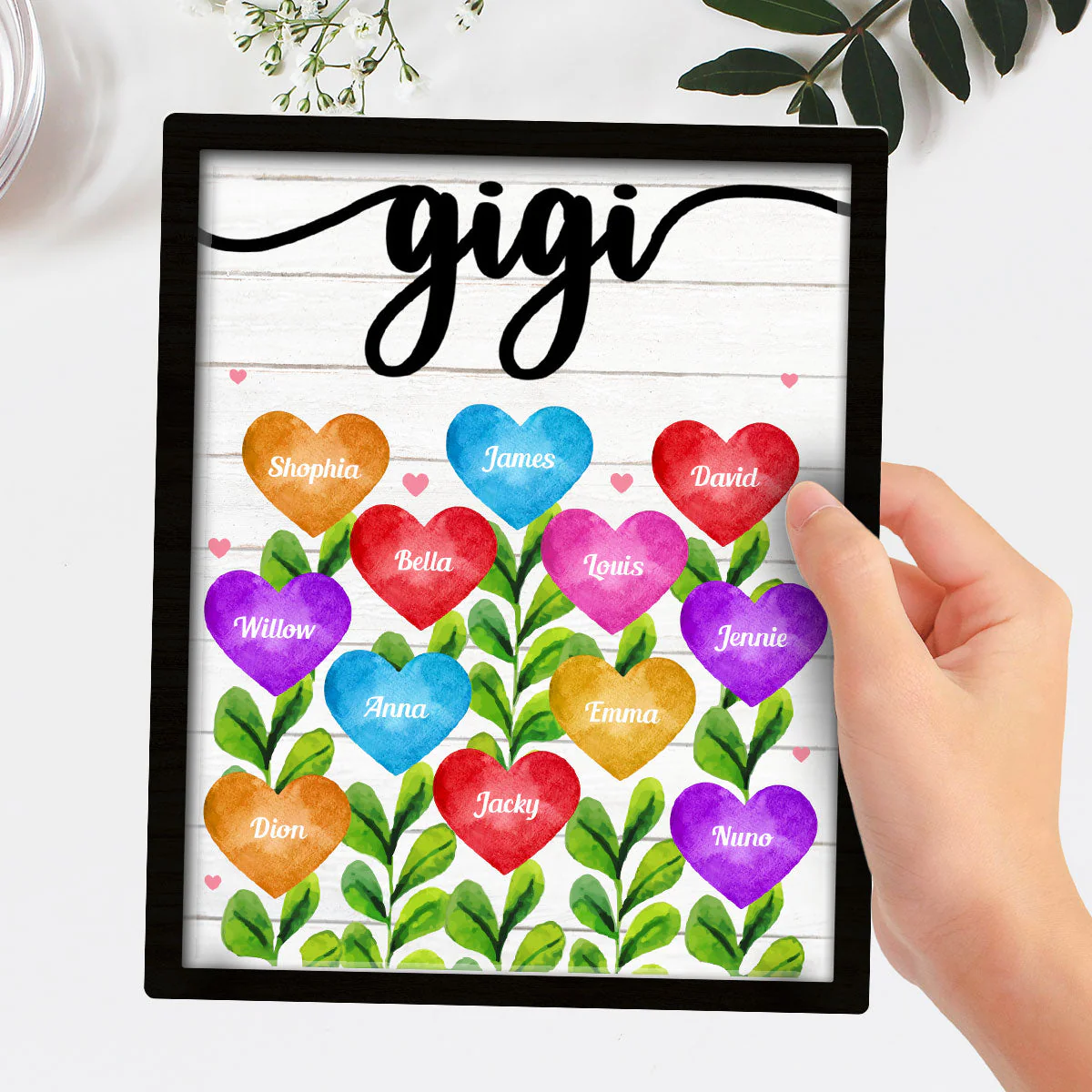 Grandma Mom Heart - Personalized Wooden Plaque - Image 3