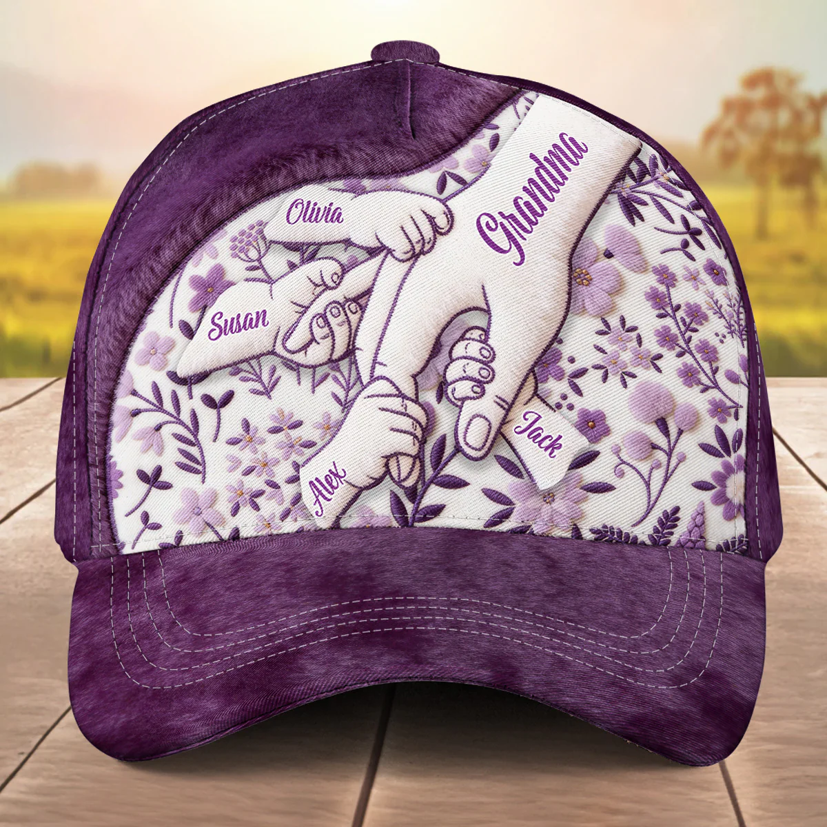 Grandma Mom Holds Hands - Personalized Custom Classic Cap