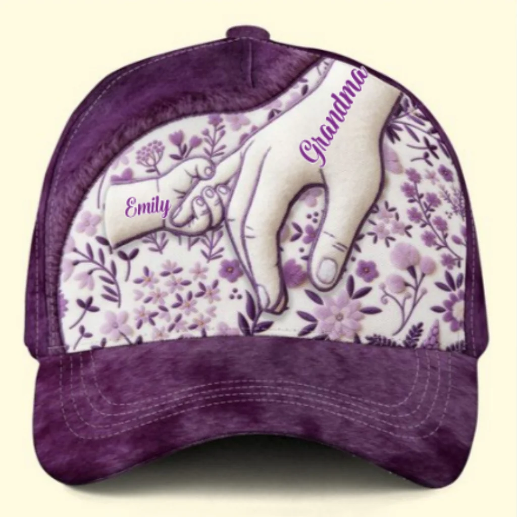 Grandma Mom Holds Hands - Personalized Custom Classic Cap - Image 6