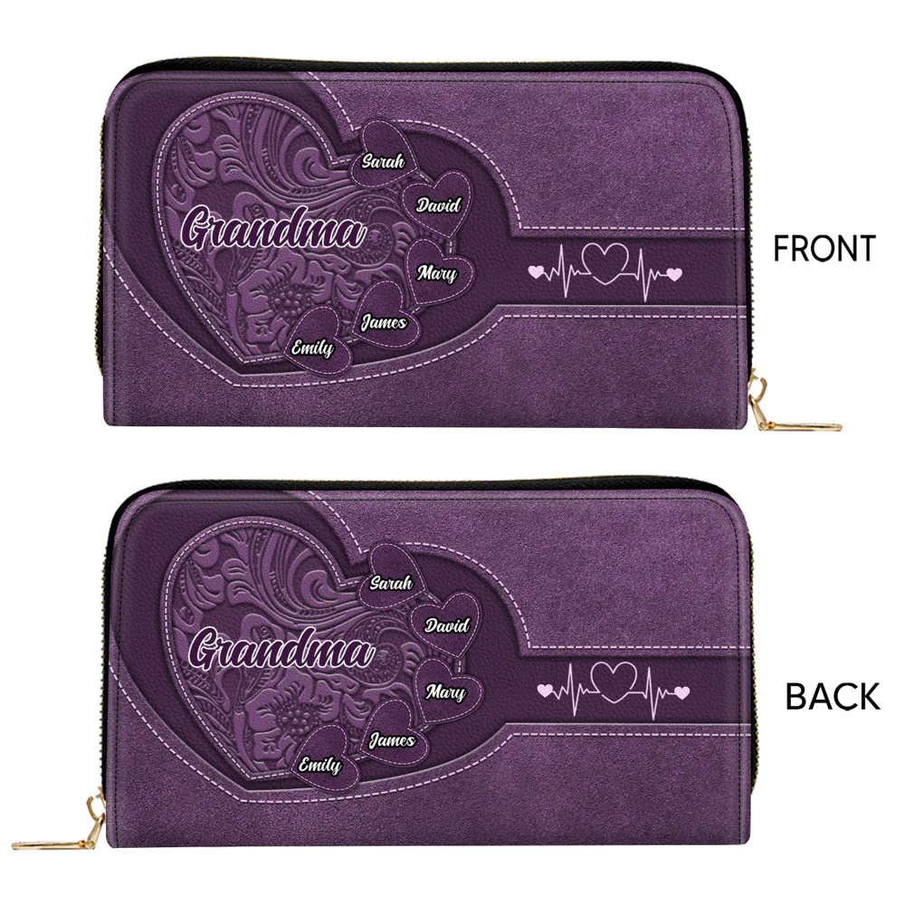 Grandma Sweetheart - Personalized Custom Leather Wallet - Image 2