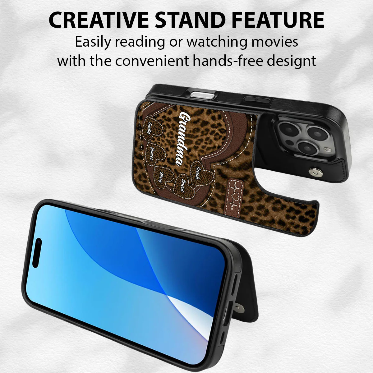 Grandma Sweethearts - Personalized Custom Leather Phone Case - Image 5