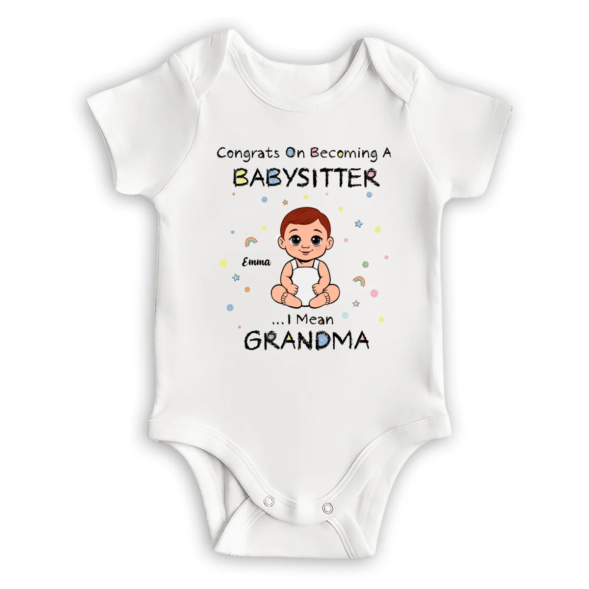Grandma The Babysitter - Personalized Custom Baby Onesie - Image 6