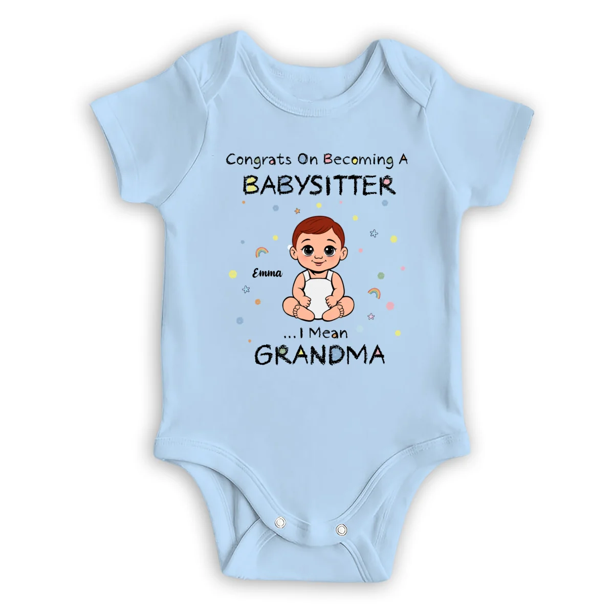 Grandma The Babysitter - Personalized Custom Baby Onesie - Image 7
