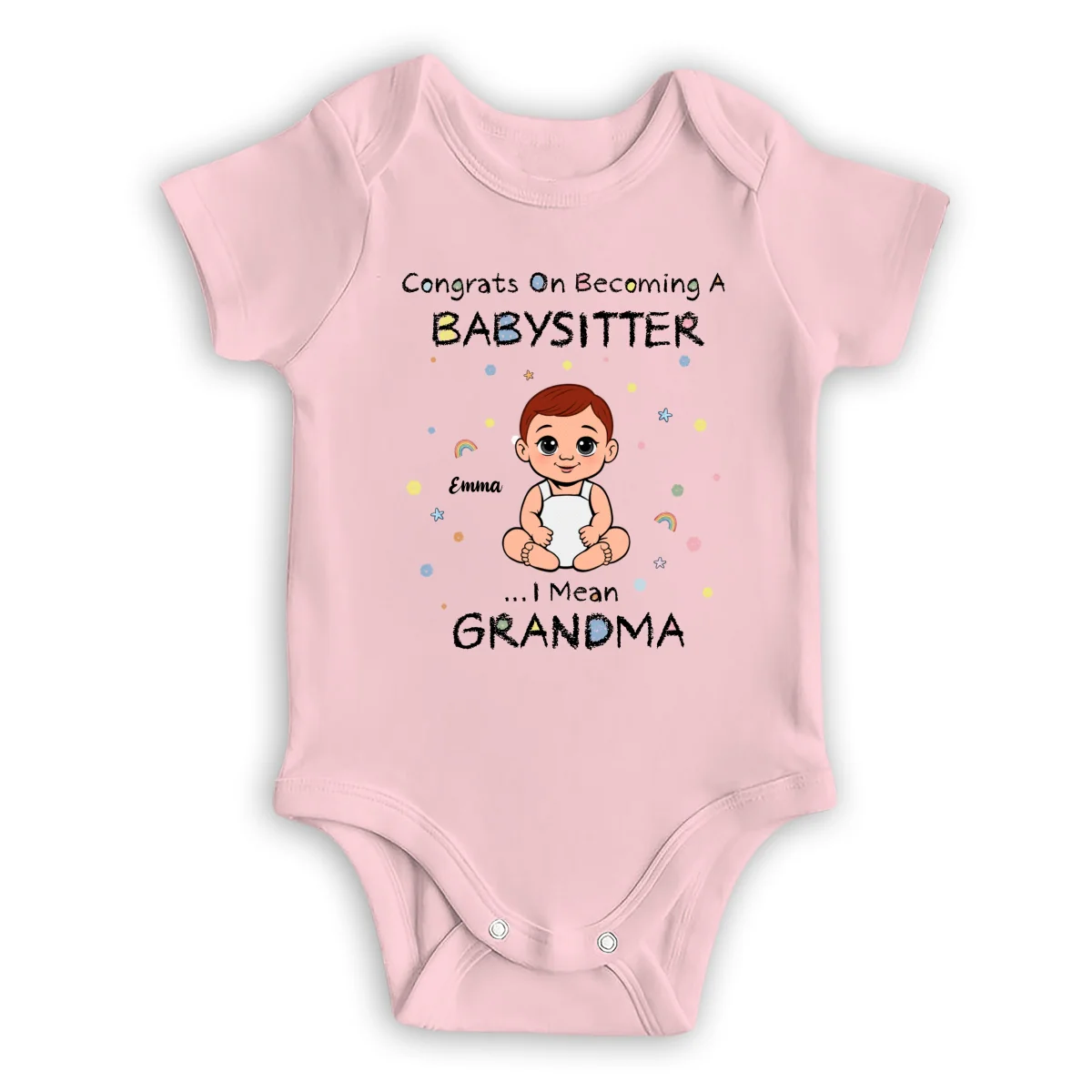 Grandma The Babysitter - Personalized Custom Baby Onesie - Image 8