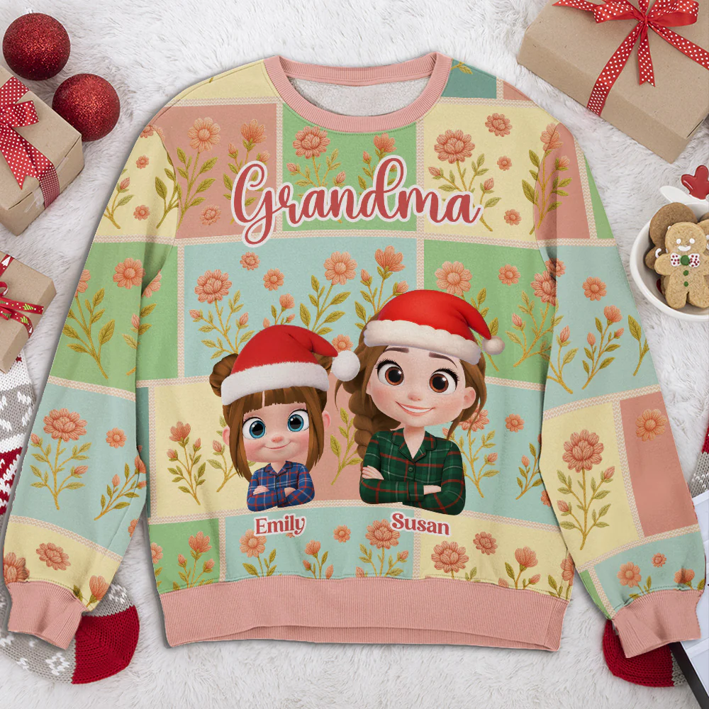 Grandma With Lovely Kid - Personalized Custom All-Over-Print Sweatshirt - Image 2